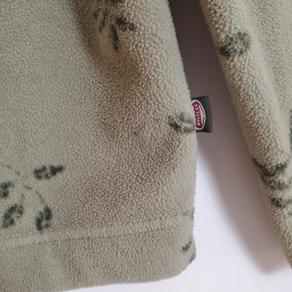 Vintage 90s Y2K Fern Leaf Fleece Cardigan Green Medium - Picture 7 of 9